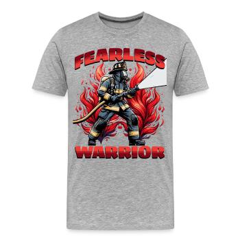 Furchtloser Feuerwehrmann, Feuerwehrheld - Männer Premium Bio T-Shirt - Grau meliert - Vorne - Damien (186cm)