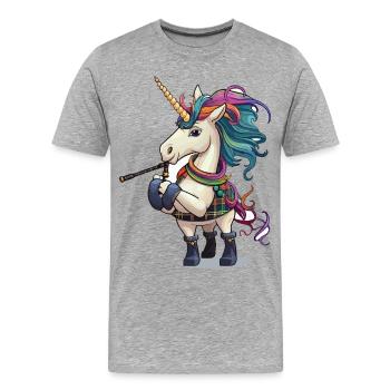 Cornemuses Licorne Colorées - T-shirt bio Premium Homme - gris chiné - Devant - Damien (186cm)