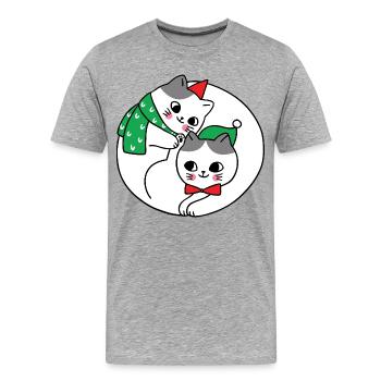 Kuschelige Katzen unter dem Mistelzweig - Männer Premium Bio T-Shirt - Grau meliert - Vorne - Damien (186cm)
