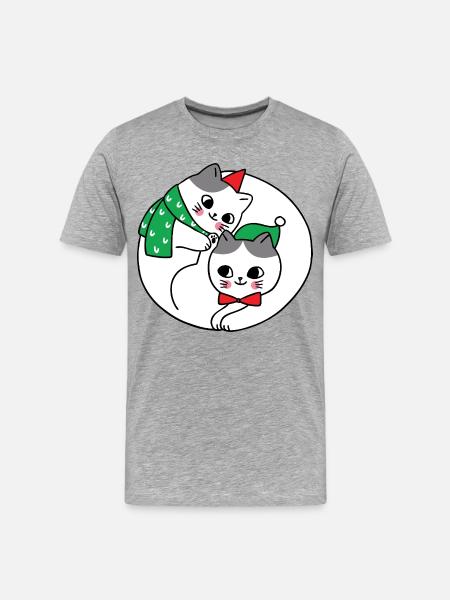 Cuddly cats under the mistletoe - Men's Premium Organic T-Shirt - heather grey