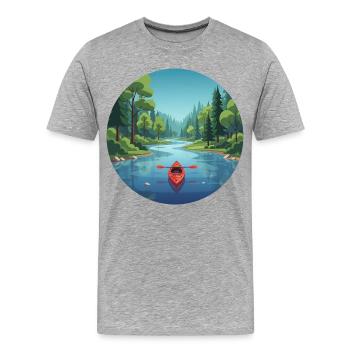 Canoë, kayak, canoë, canoë d’aviron canadien - T-shirt bio Premium Homme - gris chiné - Devant - Damien (186cm)