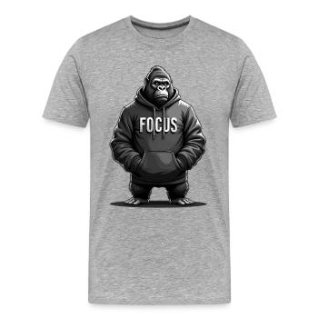 Concentration Gorille Effort Motivation - T-shirt bio Premium Homme - gris chiné - Devant - Damien (186cm)