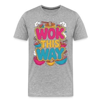 Un wok de ramen : comme ça, le bol de nouilles adore la cuisine japonaise - T-shirt bio Premium Homme - gris chiné - Devant - Damien (186cm)