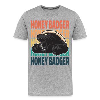 Honey Badger Rétro Vintage - T-shirt bio Premium Homme - gris chiné - Devant - Damien (186cm)
