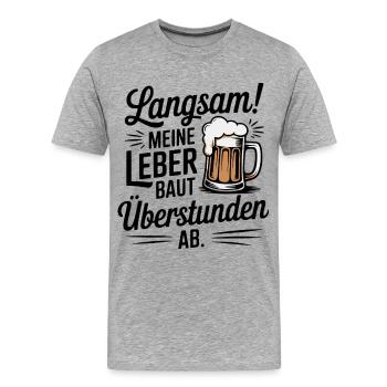 Bière dire foie Temps prolongé Boire Plaisir - T-shirt bio Premium Homme - gris chiné - Devant - Damien (186cm)