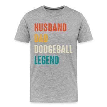 Légende du ballon au prisonnier : Mari Papa - T-shirt bio Premium Homme - gris chiné - Devant - Damien (186cm)