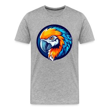 Tropical Parrot Esports Maskottchen-Logo - Männer Premium Bio T-Shirt - Grau meliert - Vorne - Damien (186cm)