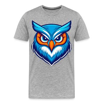 Logo de la mascotte Blue Owl Esports - T-shirt bio Premium Homme - gris chiné - Devant - Damien (186cm)
