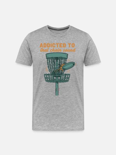 Süchtig nach diesem Kettensound-Discgolf-Korb - Männer Premium Bio T-Shirt - Grau meliert