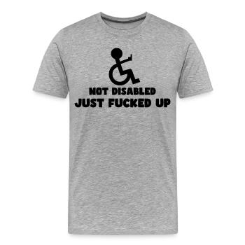 Tous les utilisateurs de fauteuil roulant ne sont pas sympas # - T-shirt bio Premium Homme - gris chiné - Devant - Damien (186cm)