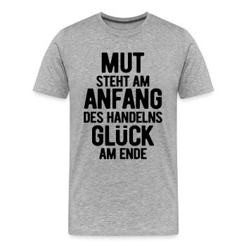 Courage is at the beginning - Motivation - Resolutions - Men's Premium Organic T-Shirt - heather grey - Front - Damien (186cm)