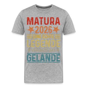 Matura 2026 Une légende quitte le site - T-shirt bio Premium Homme - gris chiné - Devant - Damien (186cm)