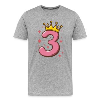 Third Birthday Crown Glitter - Men's Premium Organic T-Shirt - heather grey - Front - Damien (186cm)