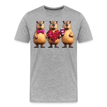 Liebesbiber Trio - Männer Premium Bio T-Shirt - Grau meliert - Vorne - Damien (186cm)