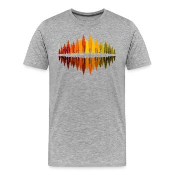 Bäume, Wald, Natur, Wildnis, Outdoor, Reflexion - Männer Premium Bio T-Shirt - Grau meliert - Vorne - Damien (186cm)