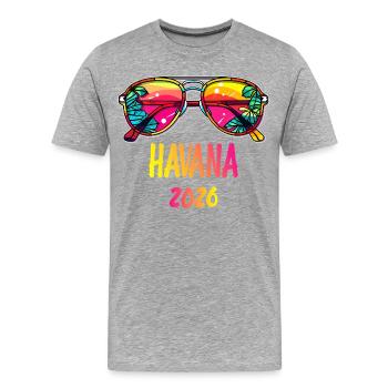 Havana 2026 Sunglasses Design - Men's Premium Organic T-Shirt - heather grey - Front - Damien (186cm)