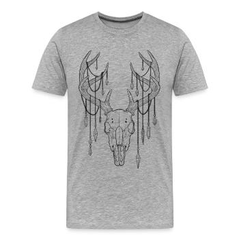 Hirschgeweih mit Kristallen - Männer Premium Bio T-Shirt - Grau meliert - Vorne - Damien (186cm)