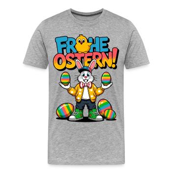 Happy Easter Bunny Color Festival - Men's Premium Organic T-Shirt - heather grey - Front - Damien (186cm)