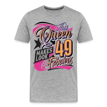 49. Geburtstag Queen - Männer Premium Bio T-Shirt - Grau meliert - Vorne - Damien (186cm)