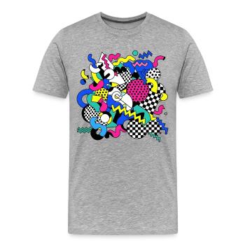 Neon Chaos Pop Art Muster - Männer Premium Bio T-Shirt - Grau meliert - Vorne - Damien (186cm)