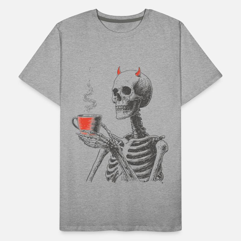Devilish Coffee Skeleton Men's Premium Organic T-Shirt