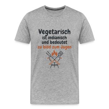 Grill BBQ Grillen Spruch - Männer Premium Bio T-Shirt - Grau meliert - Vorne - Damien (186cm)