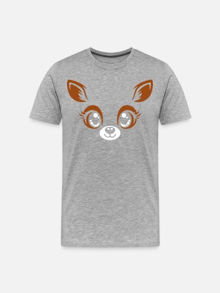 Deer | Big Face Costume Carnival Disguise - Men's Premium Organic T-Shirt - heather grey