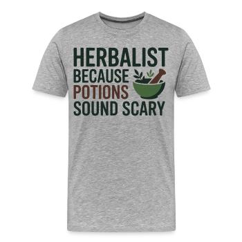 Kräuterkundige, weil Zaubertränke beängstigend professionell klingen - Männer Premium Bio T-Shirt - Grau meliert - Vorne - Damien (186cm)