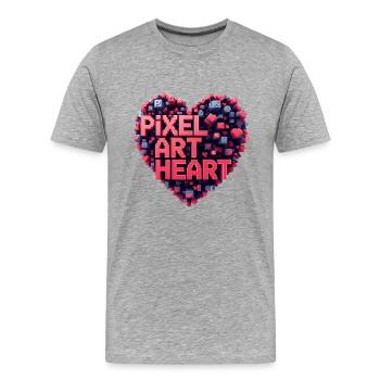 Collage de cœurs en pixel art - T-shirt bio Premium Homme - gris chiné - Devant - Damien (186cm)
