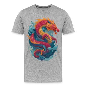 Drache - Männer Premium Bio T-Shirt - Grau meliert - Vorne - Damien (186cm)