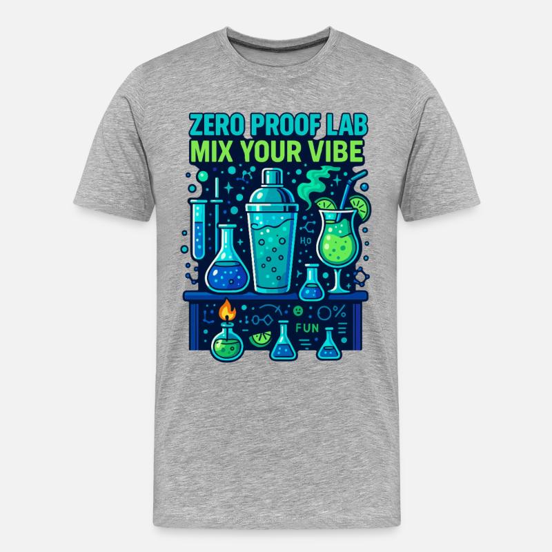 zero proof lab, mocktail chemie - Männer Premium Bio T-Shirt - Grau meliert