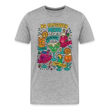 Pas de menu hangar, carte mocktail - T-shirt bio Premium Homme - gris chiné - Devant - Damien (186cm)