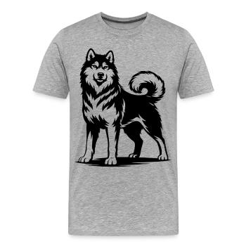 Malamute d’Alaska dans une pose fière - T-shirt bio Premium Homme - gris chiné - Devant - Damien (186cm)