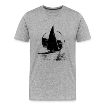 Segelschiff Skizze - Männer Premium Bio T-Shirt - Grau meliert - Vorne - Damien (186cm)