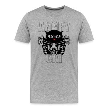 Angry Cat - Männer Premium Bio T-Shirt - Grau meliert - Vorne - Damien (186cm)