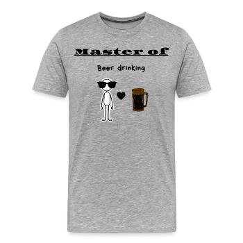 Master of Beer drinking - Men's Premium Organic T-Shirt - heather grey - Front - Damien (186cm)