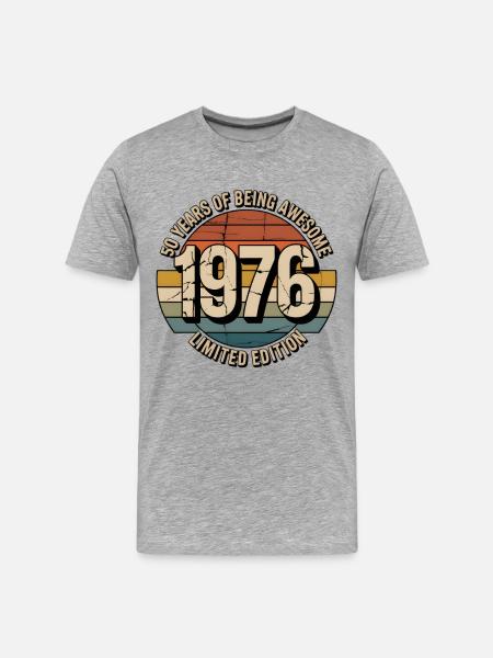 50-års fødselsdags-vintage skjorte – 1976 retro-gave - Herre Premium T-shirt økologisk - grå meleret