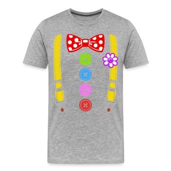 Costume de clown coloré avec bretelles - T-shirt bio Premium Homme - gris chiné - Devant - Damien (186cm)