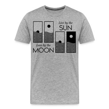 Sonnenaufgang / Sonnenuntergang  - Männer Premium Bio T-Shirt - Grau meliert - Vorne - Damien (186cm)
