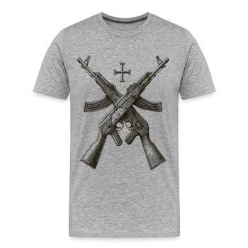 Silhouette croix de fusil - T-shirt bio Premium Homme - gris chiné - Devant - Damien (186cm)