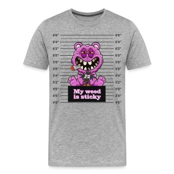 Mon herbe est collante - T-shirt bio Premium Homme - gris chiné - Devant - Damien (186cm)