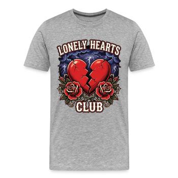 Club des Cœurs Solitaires – Tatouage Cœur Brisé - T-shirt bio Premium Homme - gris chiné - Devant - Damien (186cm)