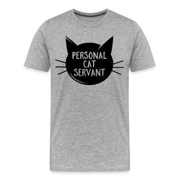 Serviteur Chat Personnel - T-shirt bio Premium Homme - gris chiné - Devant - Damien (186cm)