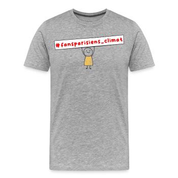 #fansparisiens_climat  - T-shirt bio Premium Homme - gris chiné - Devant - Damien (186cm)