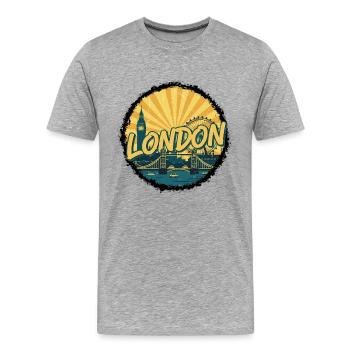 Insigne rétro du London City Skyline Tower Bridge - T-shirt bio Premium Homme - gris chiné - Devant - Damien (186cm)