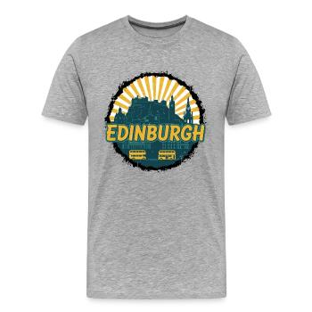 Edinburgh Castle City Skyline Vintage-Abzeichen - Männer Premium Bio T-Shirt - Grau meliert - Vorne - Damien (186cm)