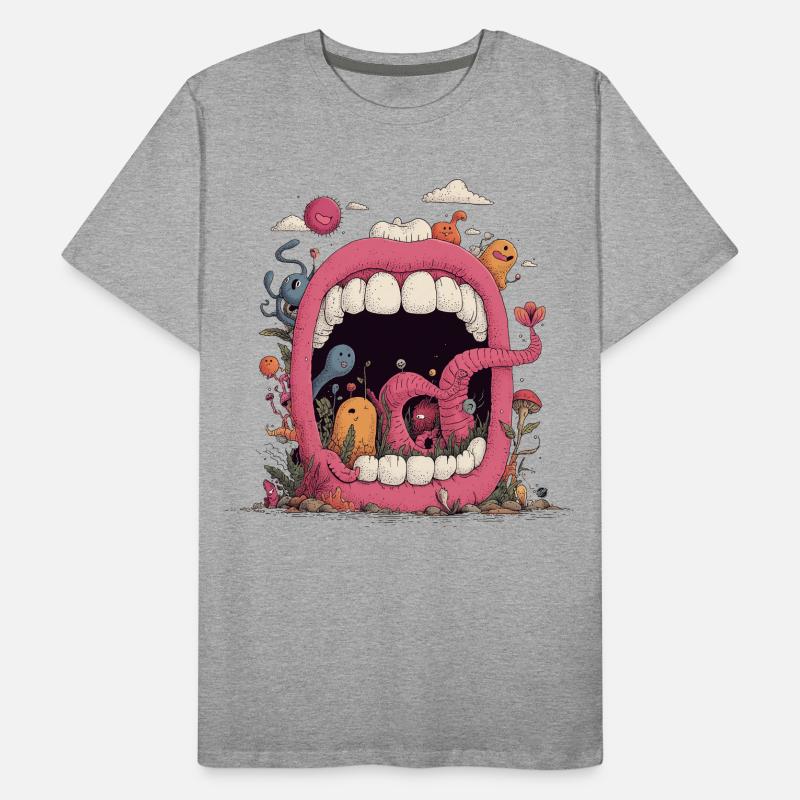 Monde de la Bouche Rose avec des Créatures T-shirt bio Premium Homme