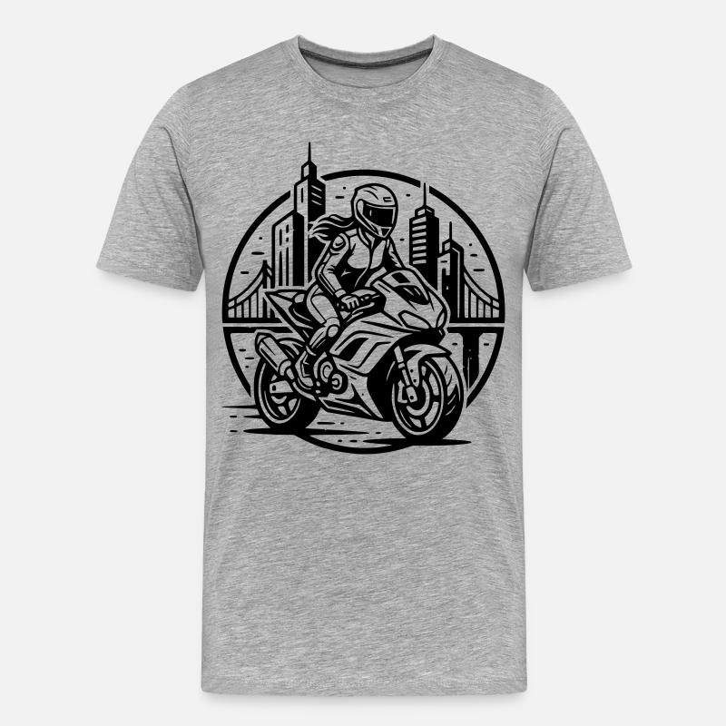 Biker, der auf ein Abenteuer geht - Männer Premium Bio T-Shirt - Grau meliert