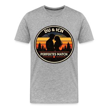 Du & Ich perfektes Match Partnerlook - Männer Premium Bio T-Shirt - Grau meliert - Vorne - Damien (186cm)