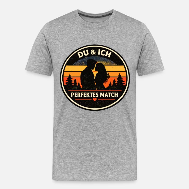 Du & Ich perfektes Match Partnerlook - Männer Premium Bio T-Shirt - Grau meliert